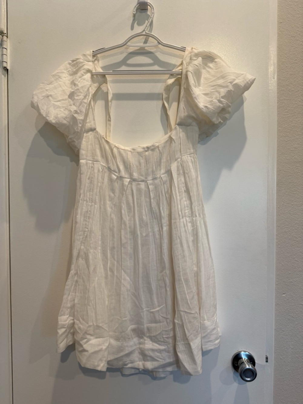 Free People Ivory Puff Sleeve Babydoll Dress